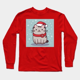 Cute Pu-sheen Santa Kitty Long Sleeve T-Shirt